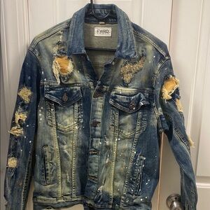 Blue Lightweight Denim Jacket Distressed
